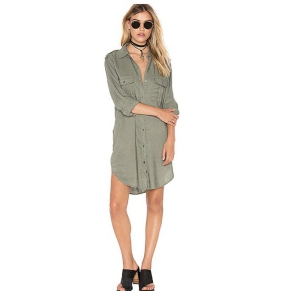 Rails Dress Size Small Lennon Utility Long Sleeve Button Up Casual Rayon Linen